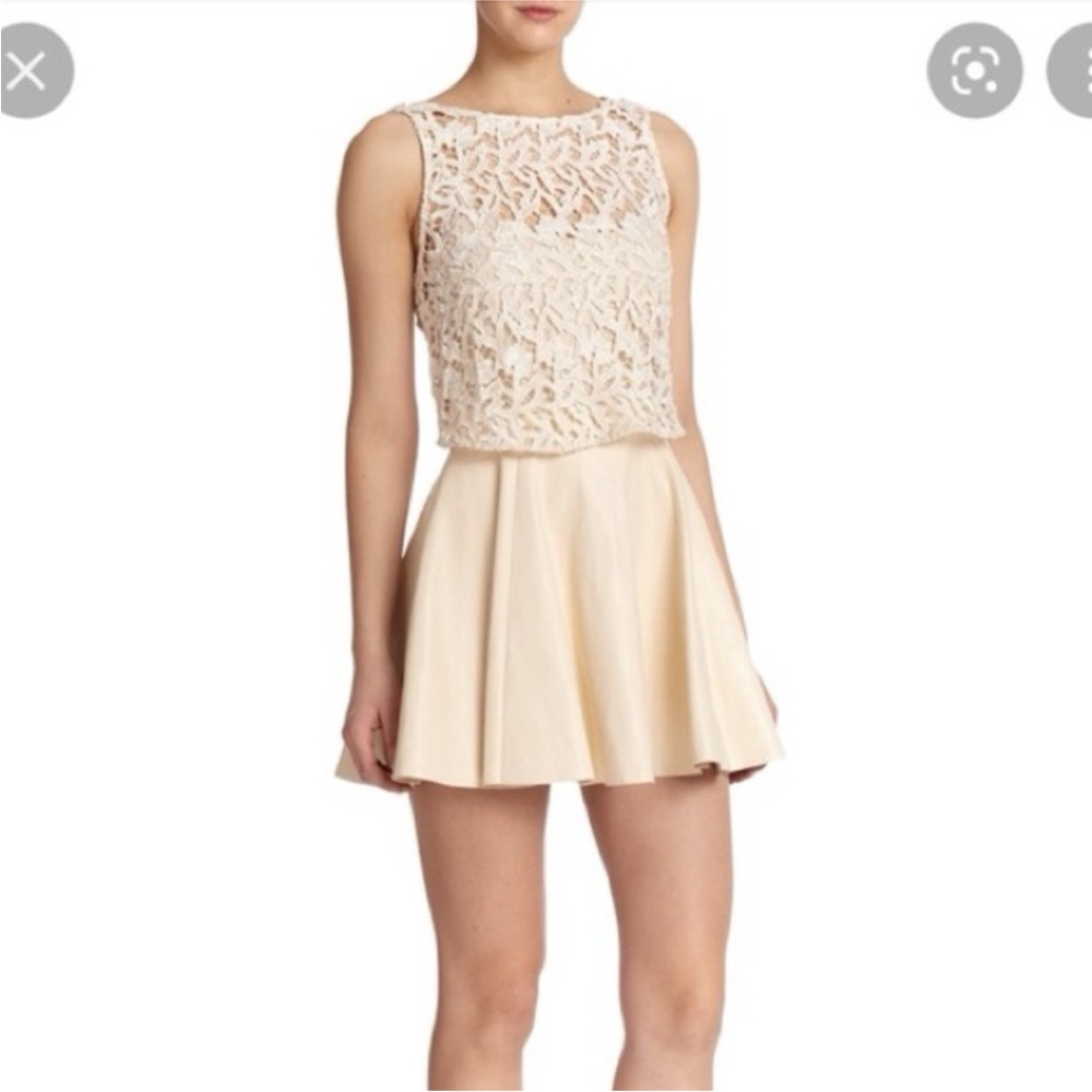 Alice + Olivia Ivory Lace Overlay Dress
